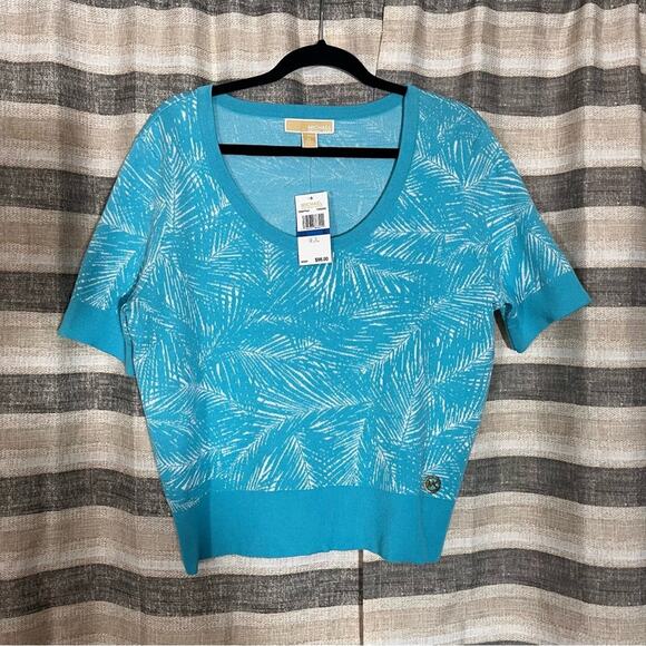 MICHAEL Michael‎ Kors Turquoise Short Sleeve Sweater Size XL - Picture 1 of 6